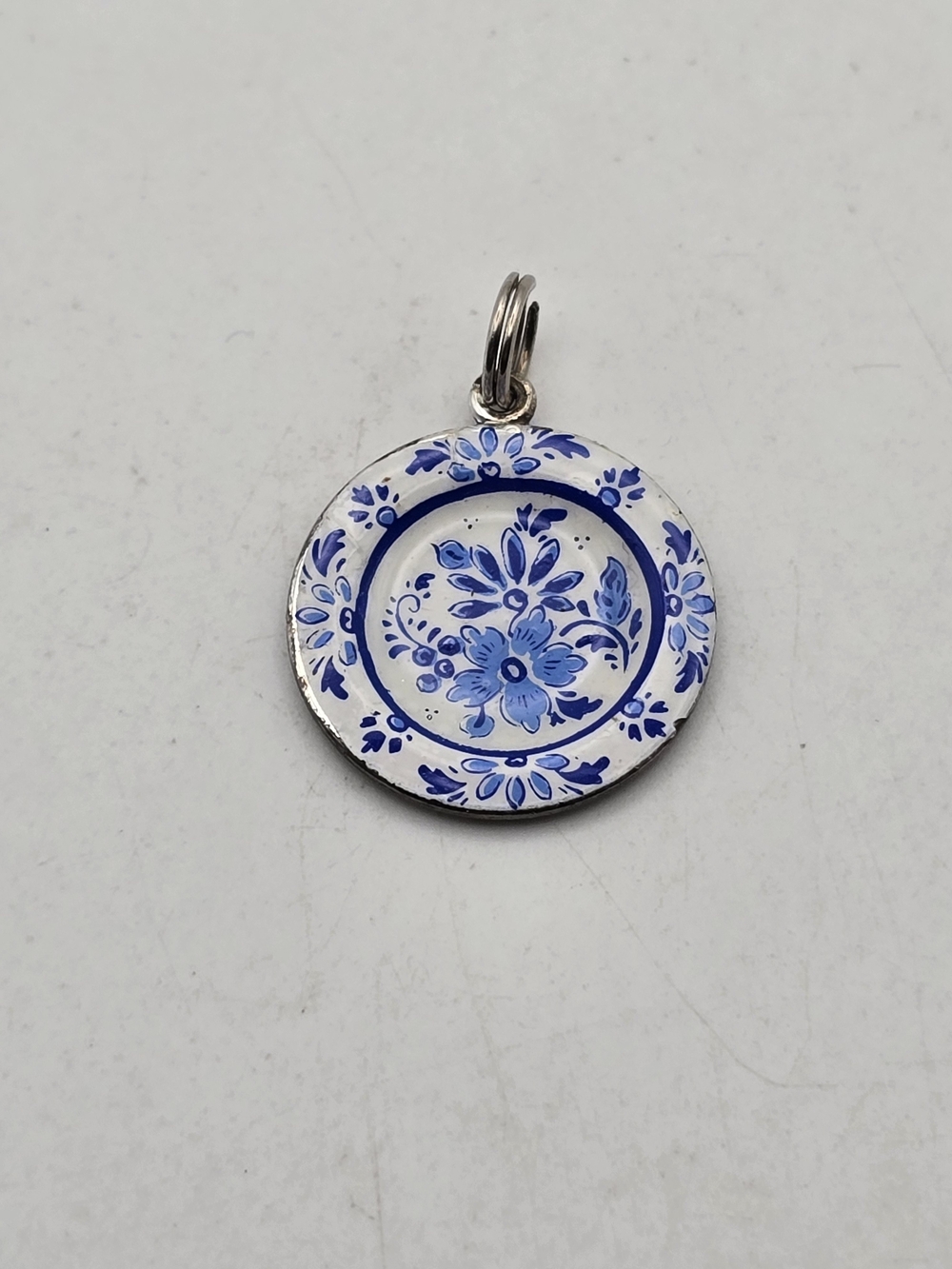 Blue Floral Dutch Plate Charm